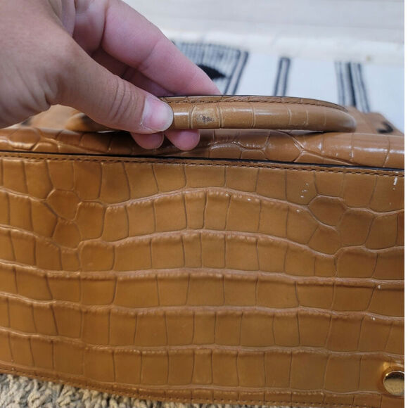 Michael Kors Hamilton Embossed-Leather Satchel in Acorn - Picture 8 of 16